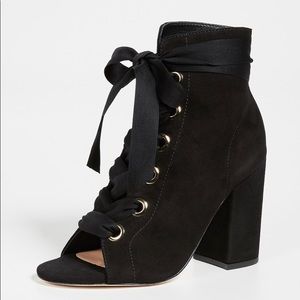Ulla Johnson black suede open toe lace up booties